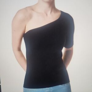 SPANX Black Stretch Rib One-Shoulder Top Size 2X